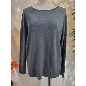 Smartwool Womens Shadow Pine Needlepoint Pullover Crew Sweater Size L Gray Knit